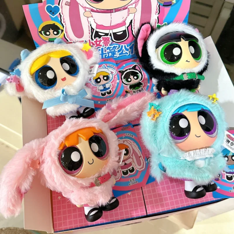 Genuine The Powerpuff Girls Cape Cross-Dressing Doll Blind Box Doll Plush Vinyl Doll Backpack Pendant Key Rings/Chains Toys Gift