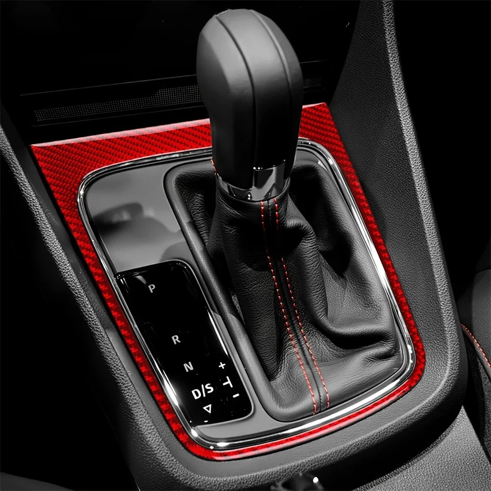 For Seat Leon MK3 2013 2014 2015 LHD RHD Real Soft Carbon Fiber Sticker Car Gear Shift Frame Panel Trim Interior Accessories view 6