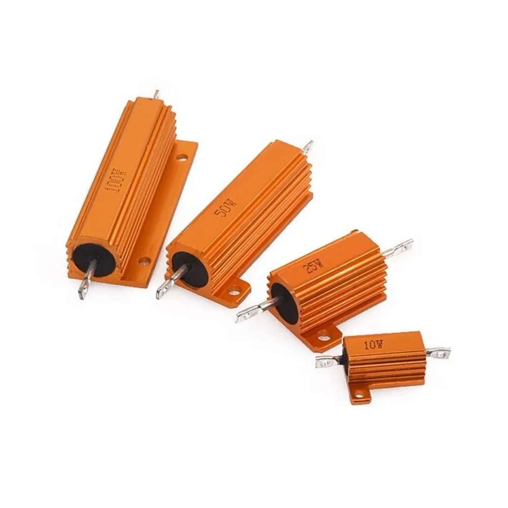 1PCS 10W 25W Aluminum Power Metal Shell Case Wirewound Resistor 0.01 ~ 30K 1 2 3 5 6 8 10 20 100 150 1K 10K ohm Igmopnrq RX24 5W