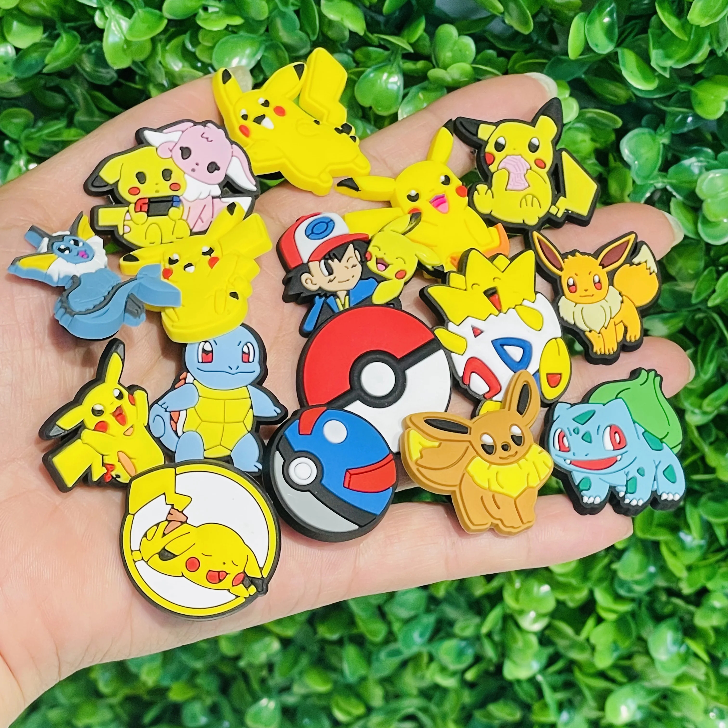 1-41Pcs Poke Ball Pikachu Psyduck Shoes Buckle Decorations PVC Mix Pokemon Character Sandals Charms DIY Kids Bracelet