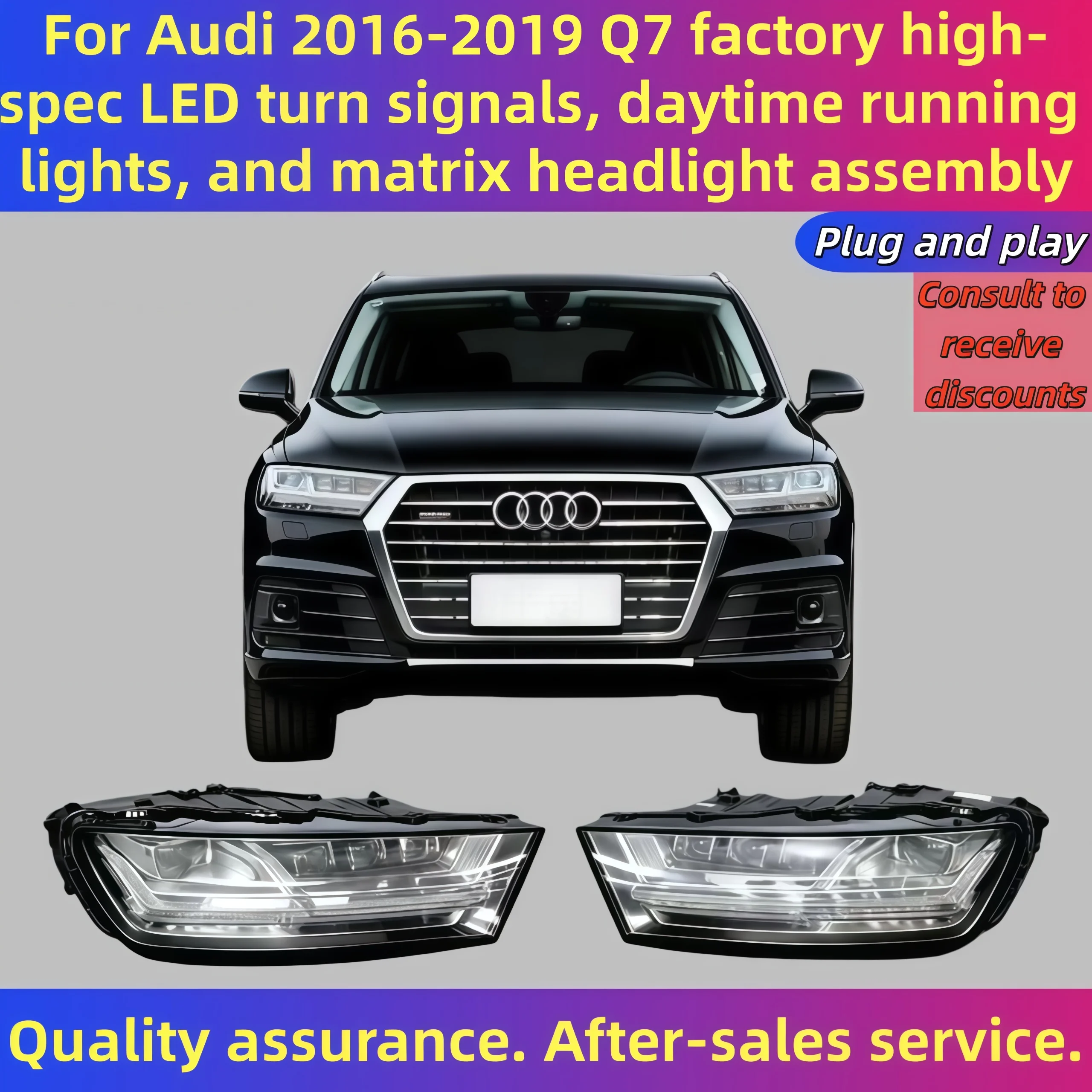 

Car accessories For Audi 2016-2019 Q7 factory high-spec LED turn signals, daytime running lights, and matrix headlight assembly