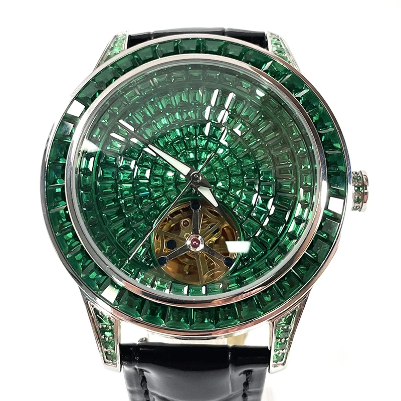 PINDU Original Design Brand Watches Men's Fashion Automatic Mechanical Watch Elegant Diamond Embedded Business Wristwatch P5037