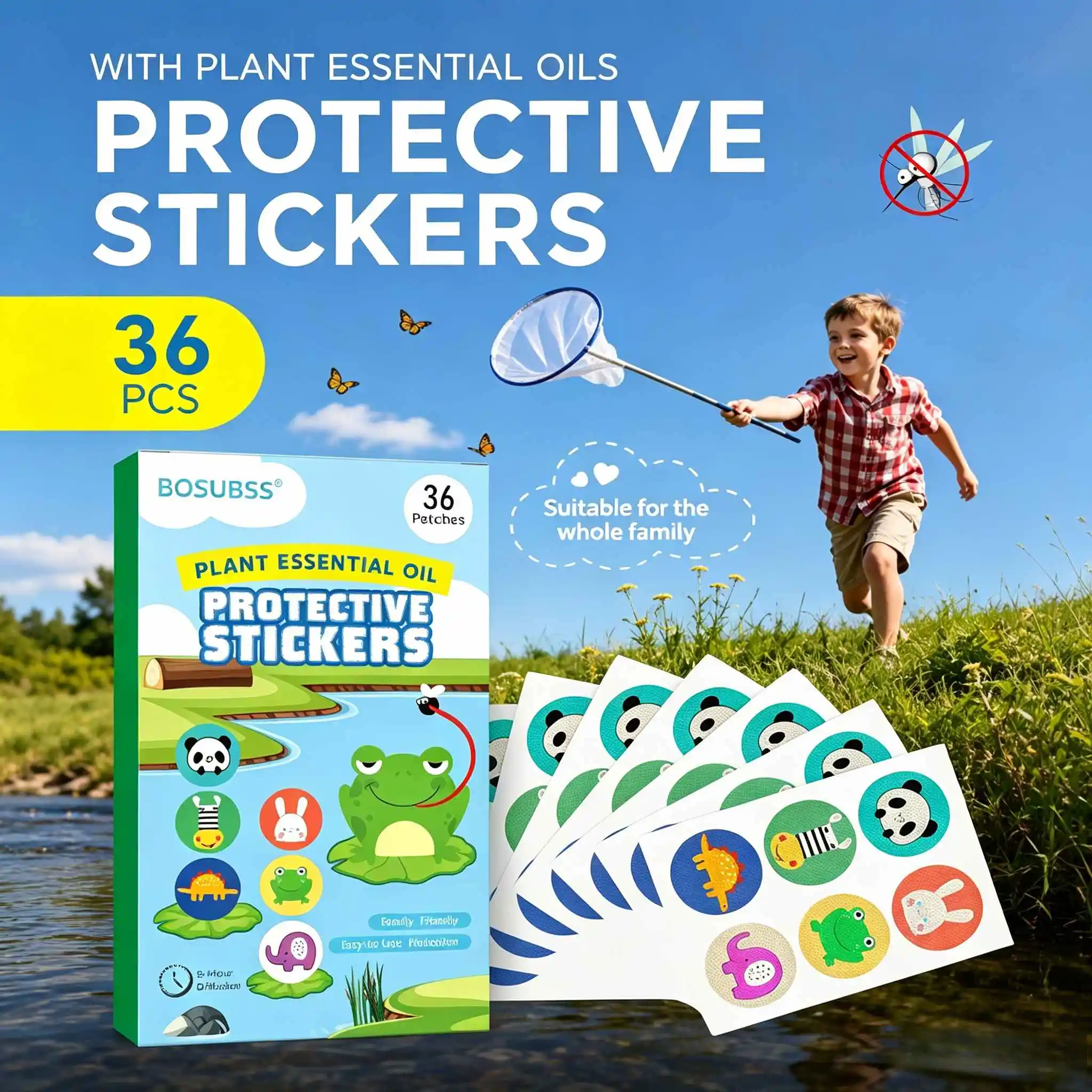 HITWORKER 36Pcs Kids Mosquito Repellent Stickers Cartoon Plant Oil Anti-Bite Patches Baby Outdoor Portable Insect Protection