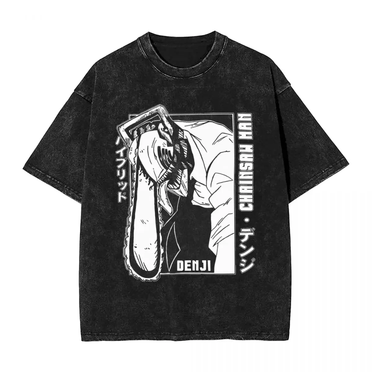 

Harajuku Cotton Tshirt Men Short Sleeve Tees Anime Chainsaw Man Acid Summer Cotton Loose Washed Tops T-Shirt Oversized Tee Shirt