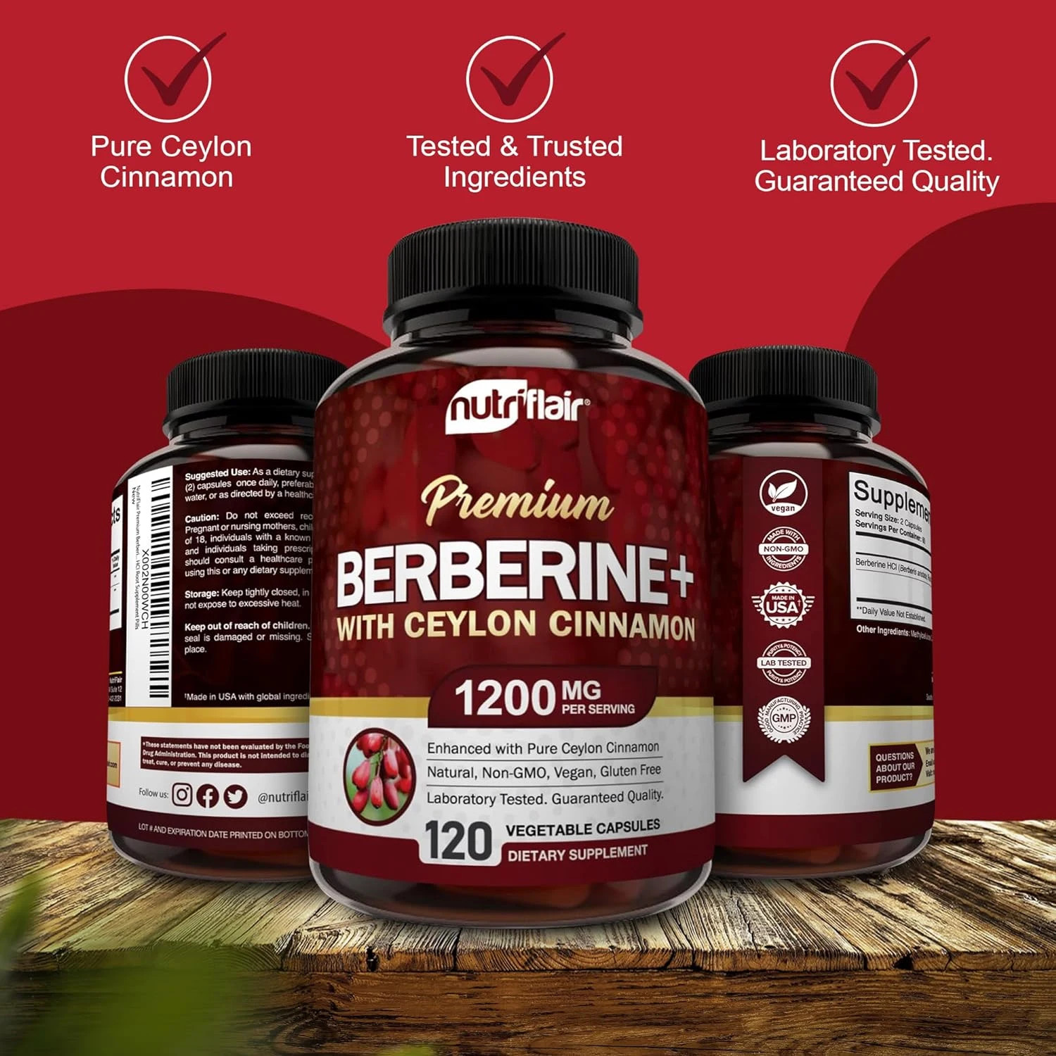 

Premium Berberine HCL - Supports Healthy Metabolic & Cardiovascular Health and Strengthen The Immune System, Non-GMO