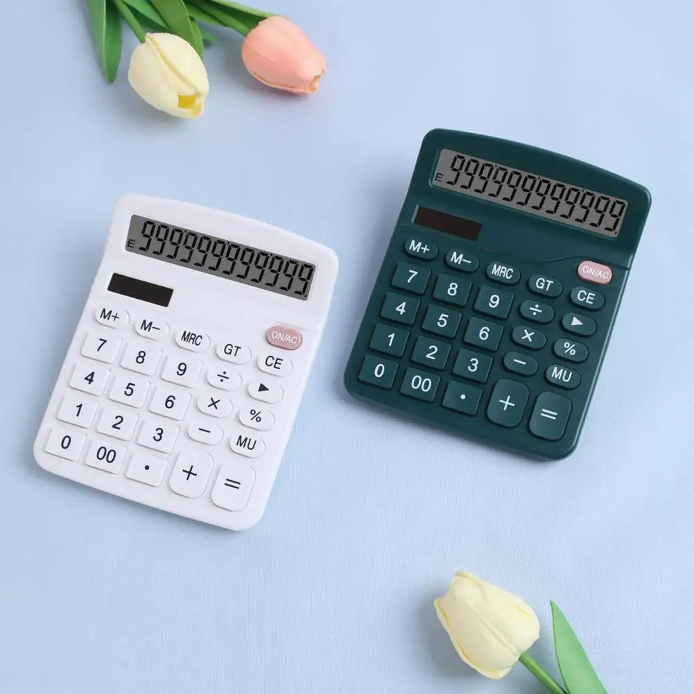 15*12cm Office Calculator Battery Powered 12-Digit Solar Calculator Large LCD Display Calculator Standard Function Home Supplies