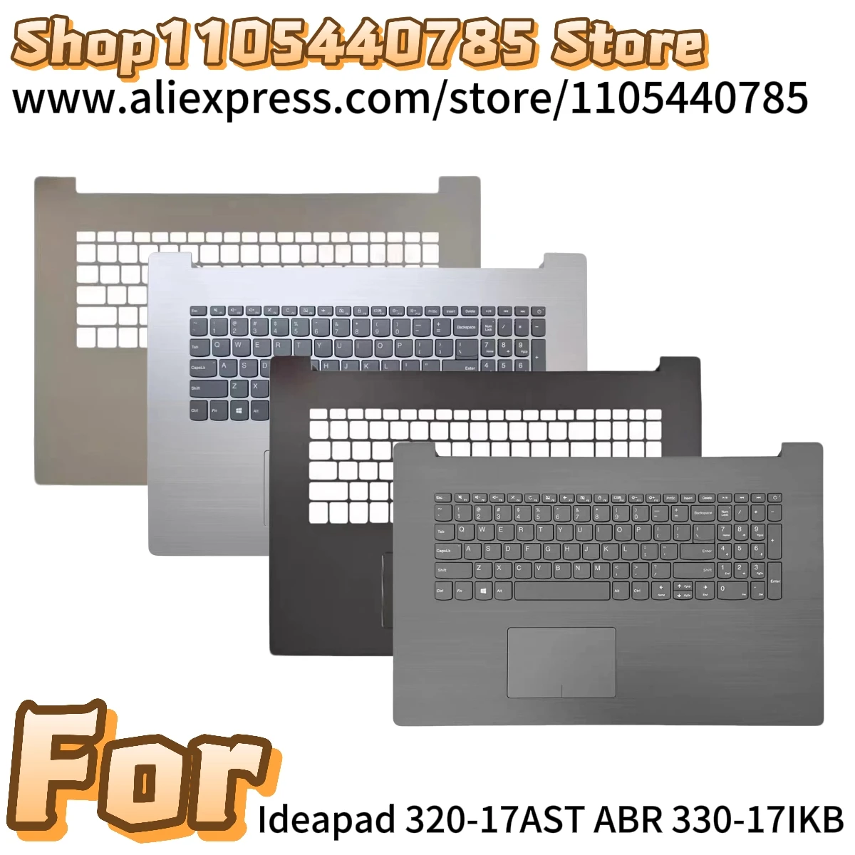 Новый чехол для ноутбука Ideapad 320-17AST ABR 330-17IKB, верхняя крышка с подставкой для рук, клавиатура US/серебристо-серый цвет
