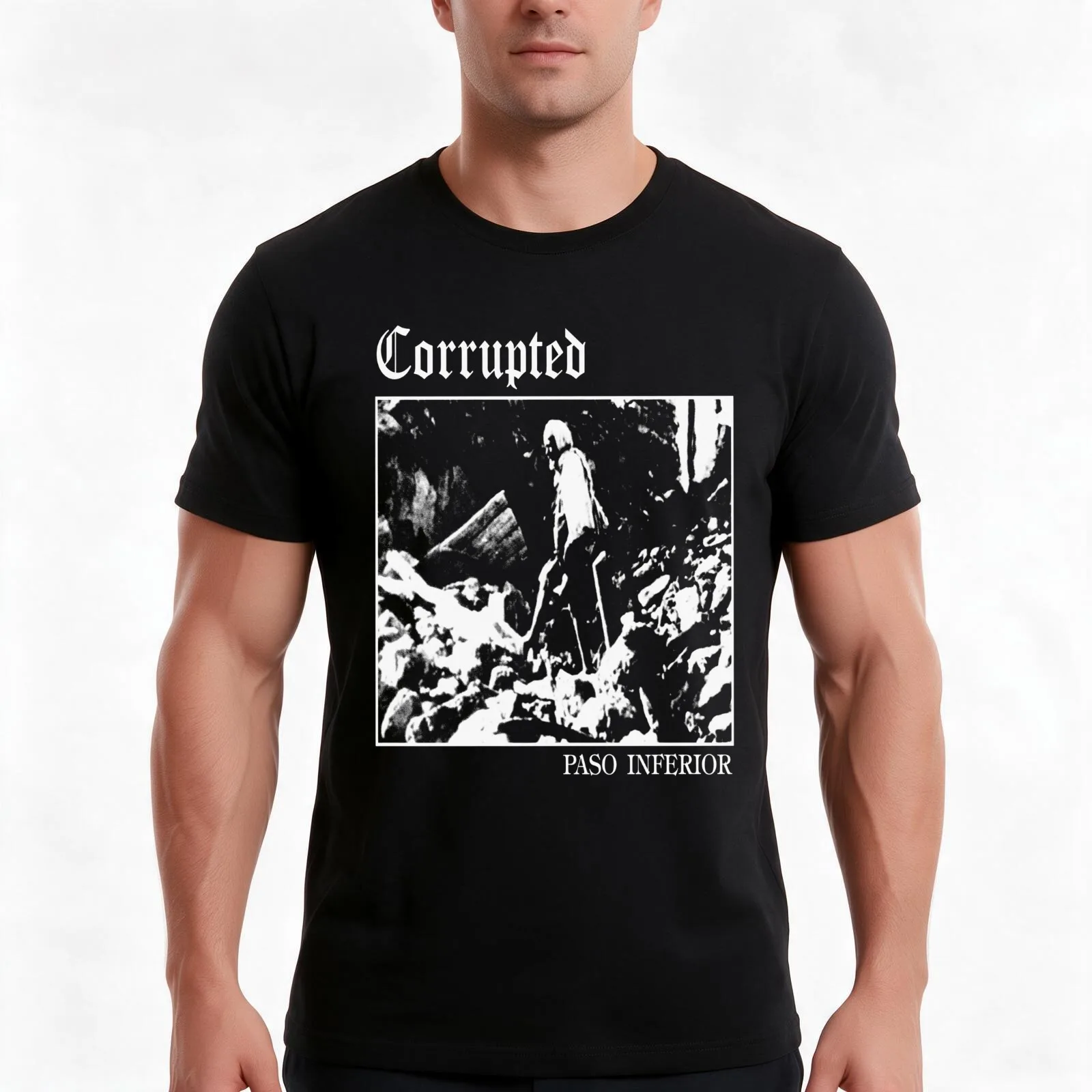 Corrupted Paso Inferior T-Shirt Summer Casual Cotton Tee Oversized Streetwear Tops Vintage Graphic Print Unisex Men Women
