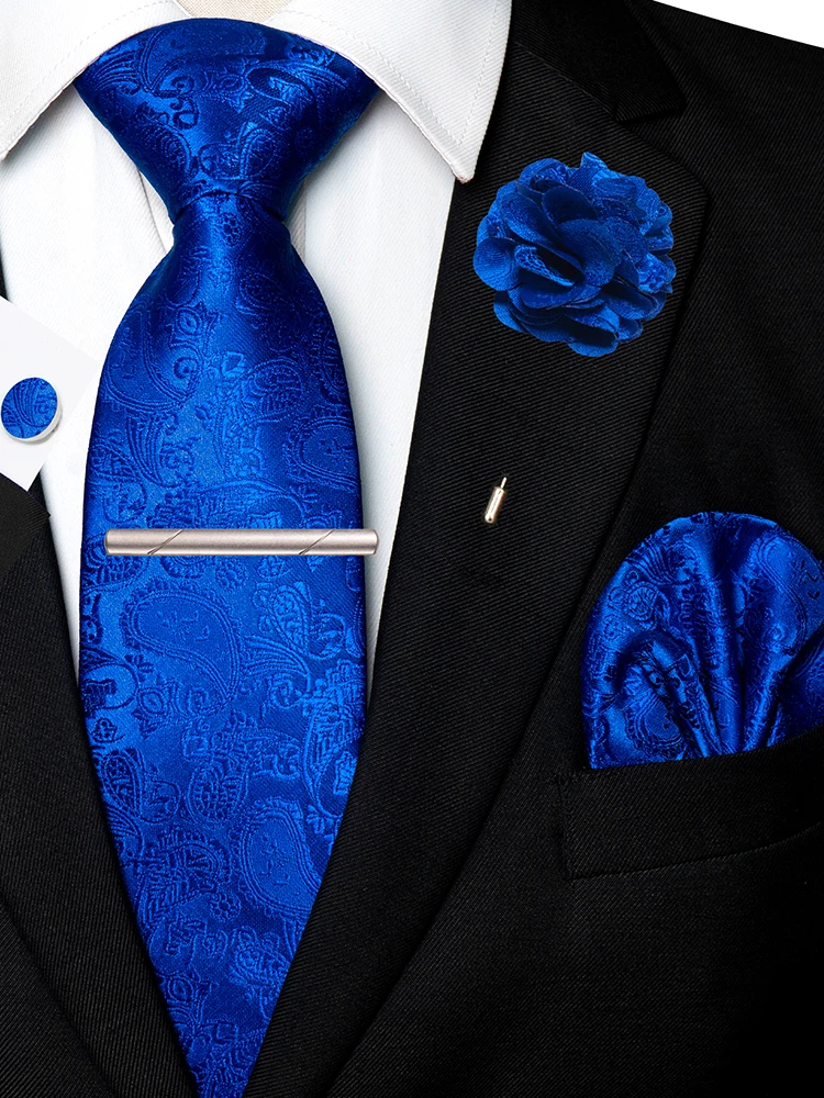 ربطة عنق بيزلي أرجوانية مع بروش ربطة عنق زفاف أنيقة للرجال أزرار أكمام منديل مشبك ربطة عنق الصدار ملحقات حفلات الأعمال