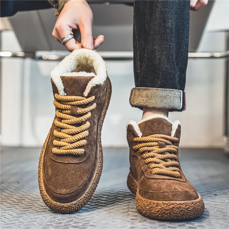 Autumn and winter men's shoes Minimalist and versatile design style Outdoor leisure street Warm Shoes Classic Black Hot selling