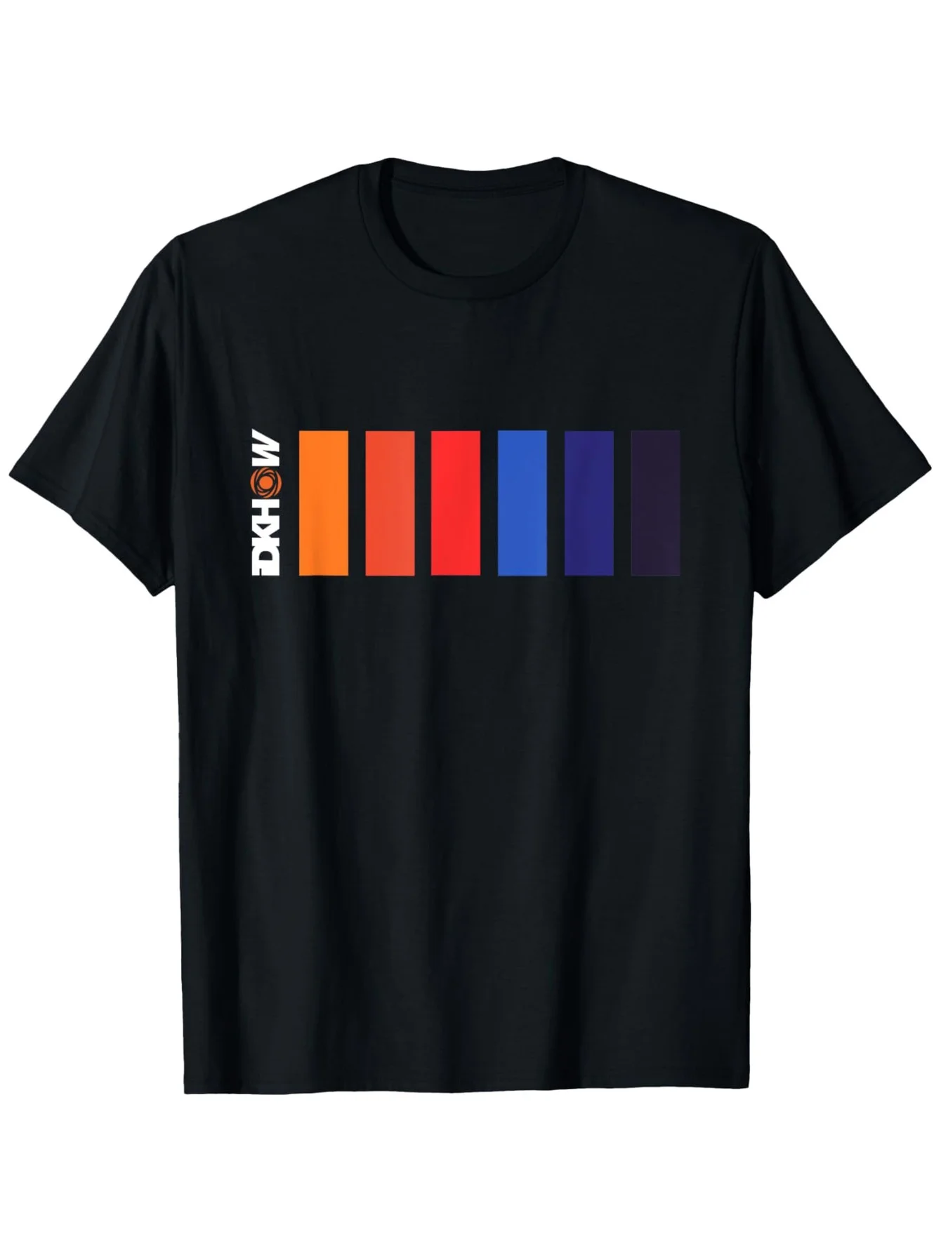 Мужская футболка iDKHOW с логотипом Horizon — черная повседневная футболка с короткими рукавами и разноцветными полосками, стандартный крой, можно стирать в машине, Мужская футболка iDKHOW с логотипом Horizon — черная повседневная футболка с короткими рукавами и разноцветными полосками, стандартный крой, можно стирать в машине,