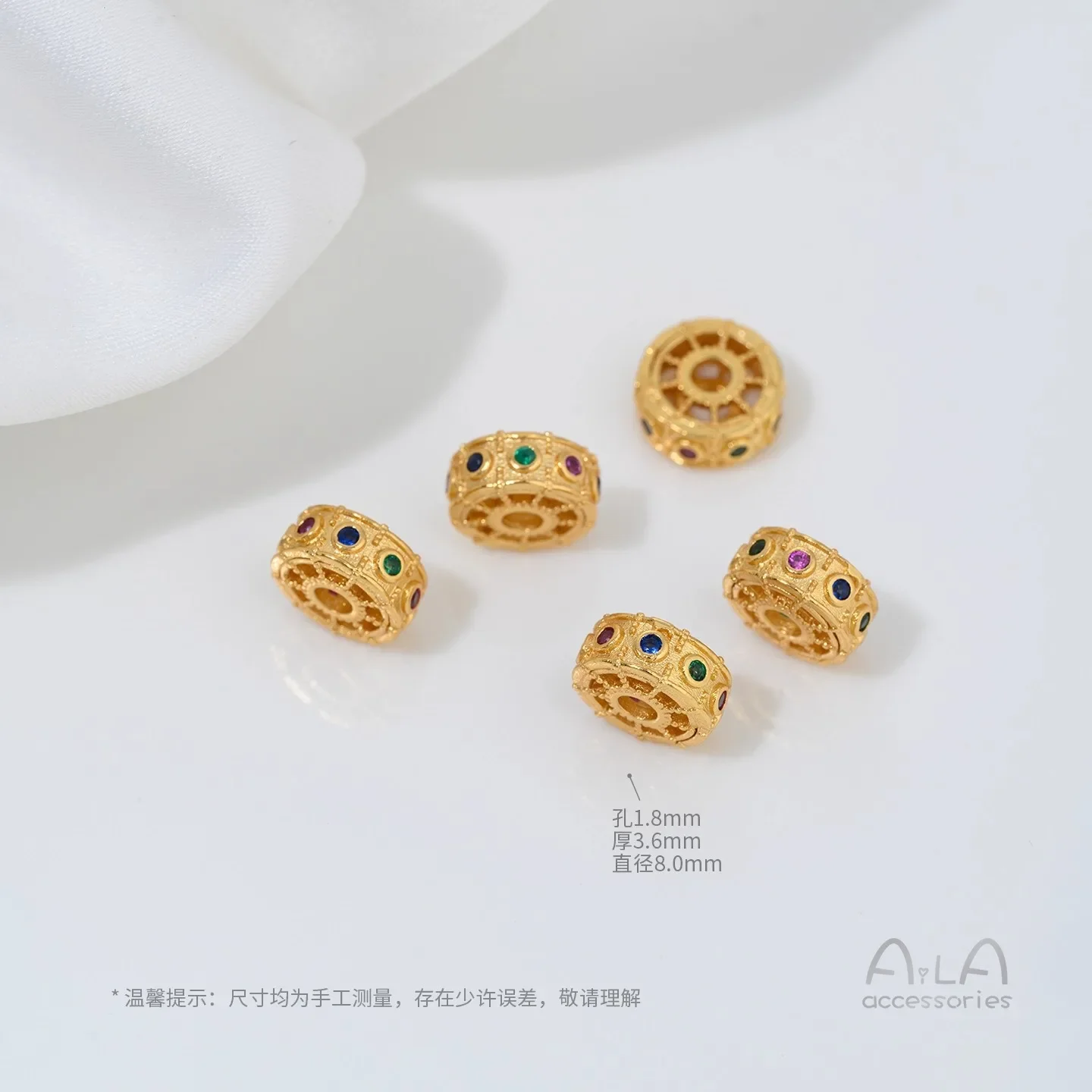 24k Gold Plated Zirconium Butterfly Flower Gourd Bucket Bead Auspicious Cloud Mantra Diy Bead Isolation Handcrafted Bead Stringi