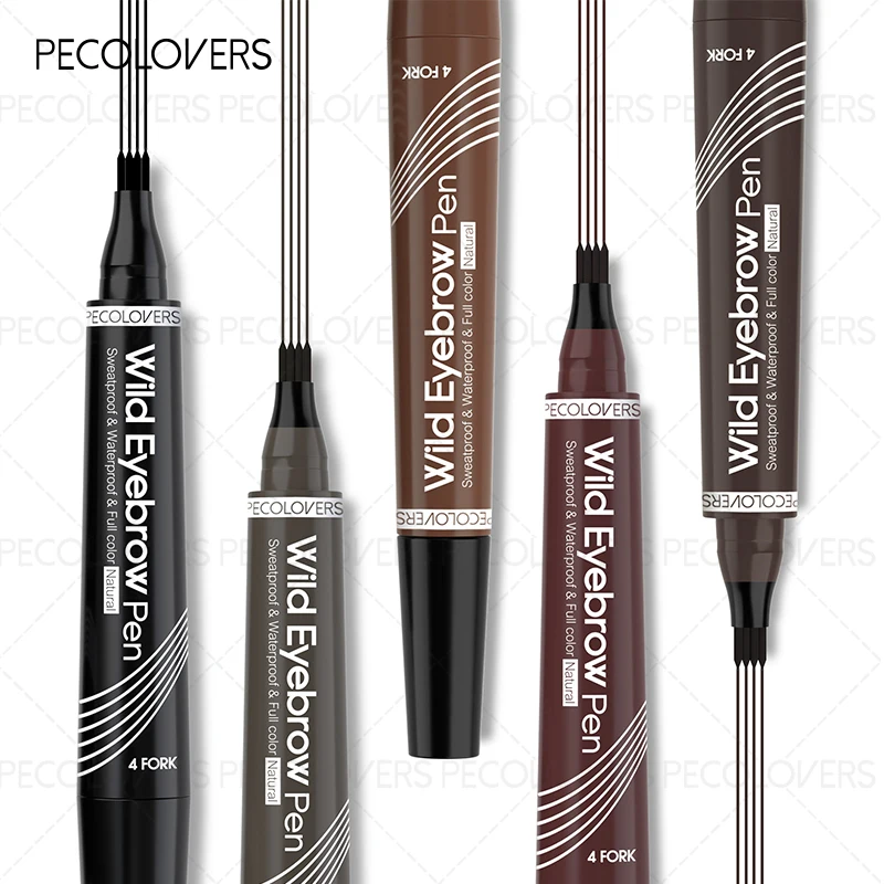 Lápis de sobrancelha natural 3d duradouro, 2 peças, matiz líquido fosco, maquiagem à prova d'água, tatuagem de sobrancelha, cosméticos à prova de manchas