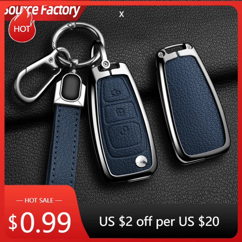 

Car Stickers Zinc Alloy Leather Car Key Case Cover for Ford Fiesta Ranger C-Max S-Max Focus 3 4 Galaxy Mondeo Transit Tourn