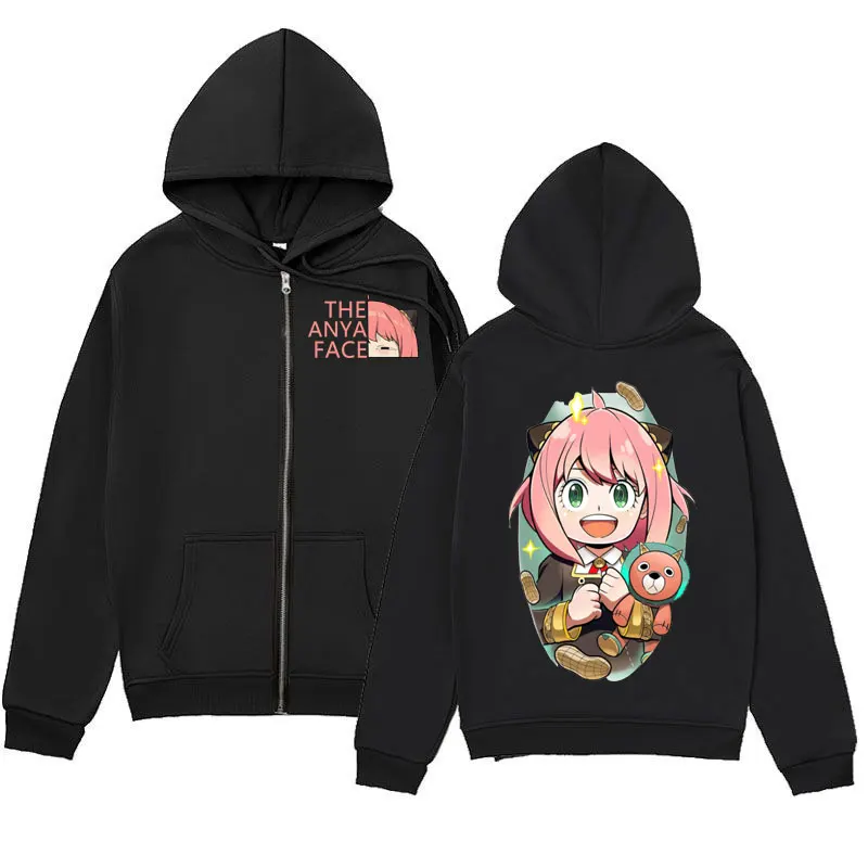 

Anime Spy X Family Anya Forger Cartoon Zipper Hoodies High Quality Fashion Zip Up Sweatshirts Men Women Casual Loose Pullovers