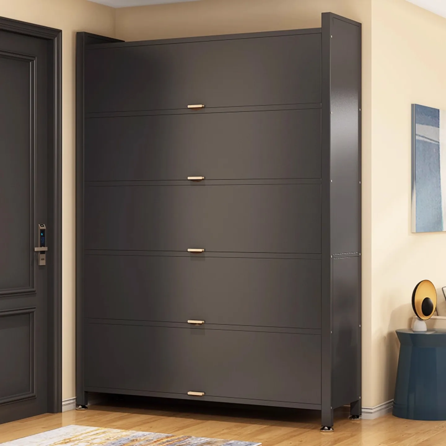 

Customizable steel shoe cabinet household floor multi-layer dust shoe rack entrance entrance large capacity iron storage storage