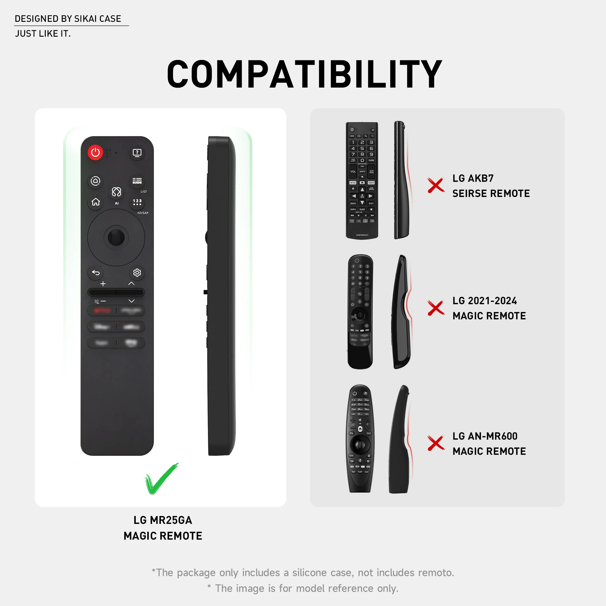 حافظة سيليكون SIKAI لجهاز التحكم عن بعد السحري LG MR25GA /MR21GA متوافقة مع جهاز التحكم عن بعد من سلسلة LG OLED الذكية 2025 AI-C5/B5/G5/M5