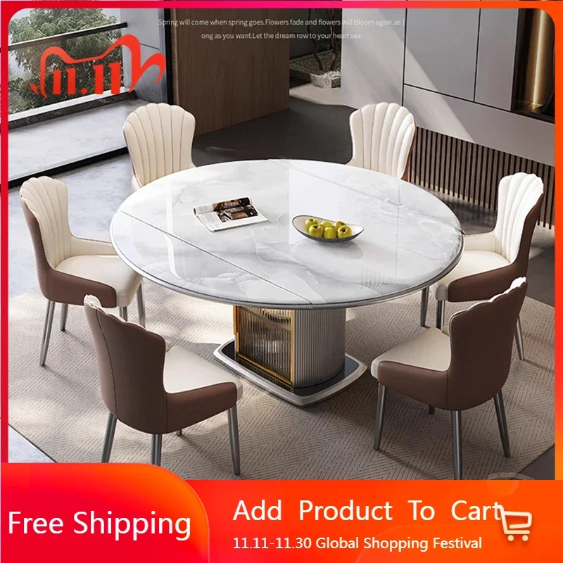 

Multifunctional Kitchen Dining Table Turntable Mobile Extension Reception Dining Table Floor Salon Mesa Dobravel Hpme Furnitures