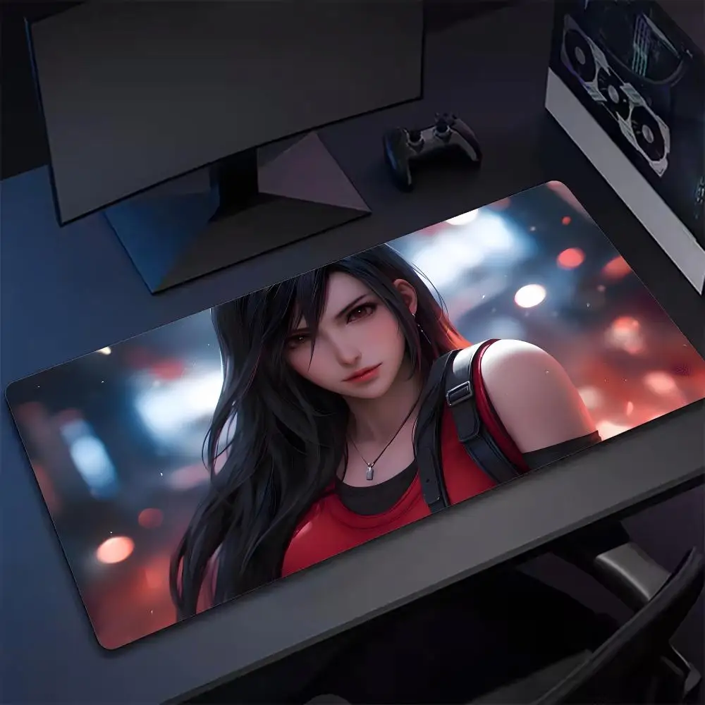 

Gamer Final Fantasy 7 Tifa Mouse Pad Tapetes de Mesa Teclado, Borracha Kawai, Tapete de Mesa Antiderrapante, XXL90x40cm