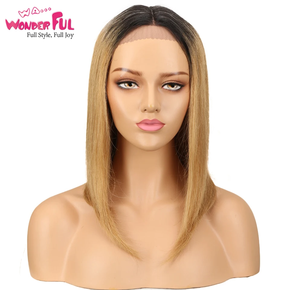 Woderful  Brazilian Remy Hair Honey Color Straight Human Hair Wig Lace Frontal Wig Natural  Wigs 1B# Rebecca Wig For Black Women