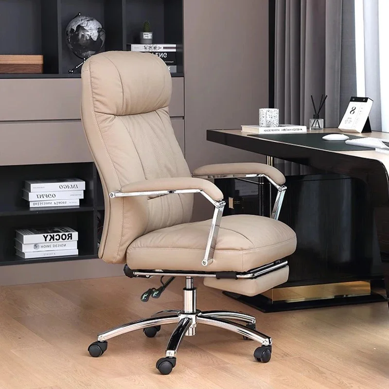 Light Luxury Dermis Office Chair Comfort Sedentary Commerce Boss Office Chair Ergonomic Recliner Furniture Silla Escritorio FYOC