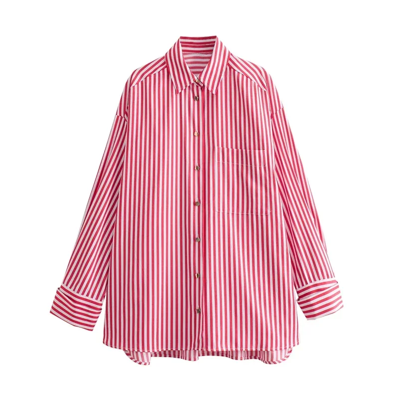 MSNOLOA Casual Striped Print V Neck Shirts Women Long Sleeve Oversized Office Lady Shirts Fashion 2023 Summer Autumn Blouses Top