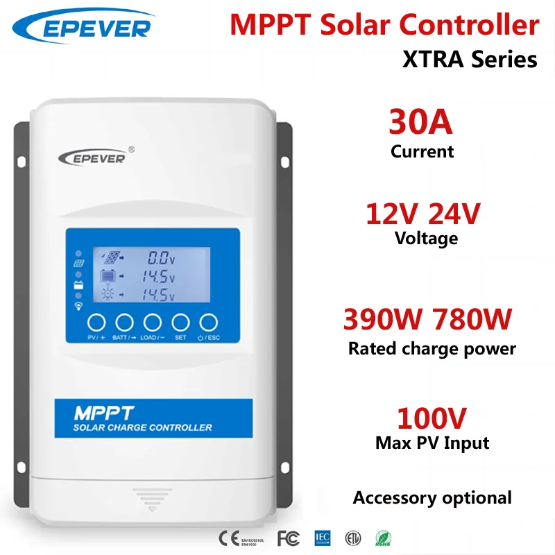 30A MPPT Solar Charge Controller EPEVER XTRA3210N 12V24V Solar Charger Regulator With Accessory Optional