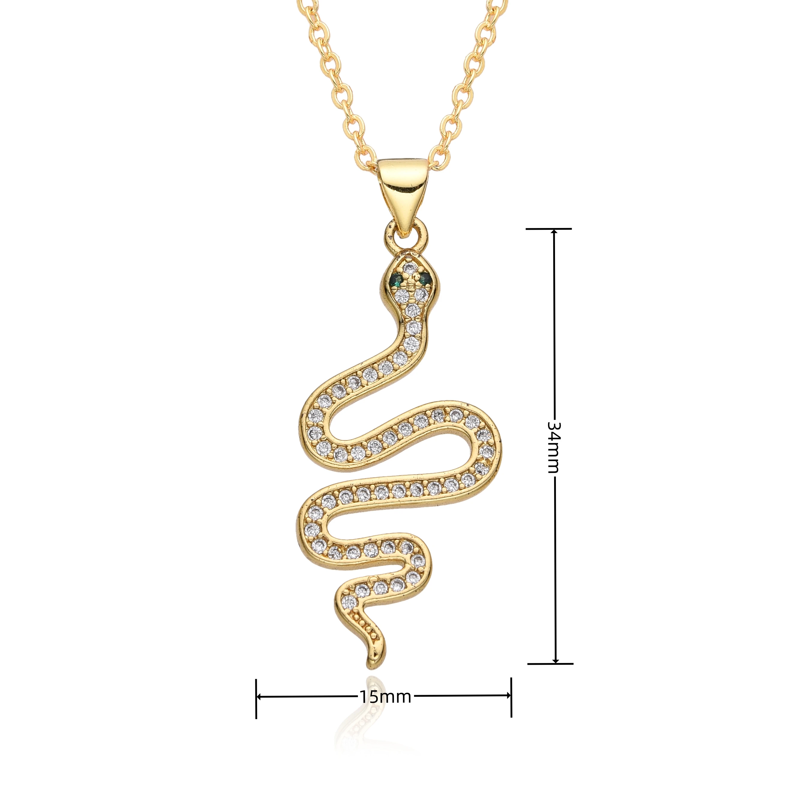 Vintage Gold Color Horseshoe Snake All-seeing Eye Providence Charms Zircon Necklace for Women Choker Pendant Jewelry Wholesale