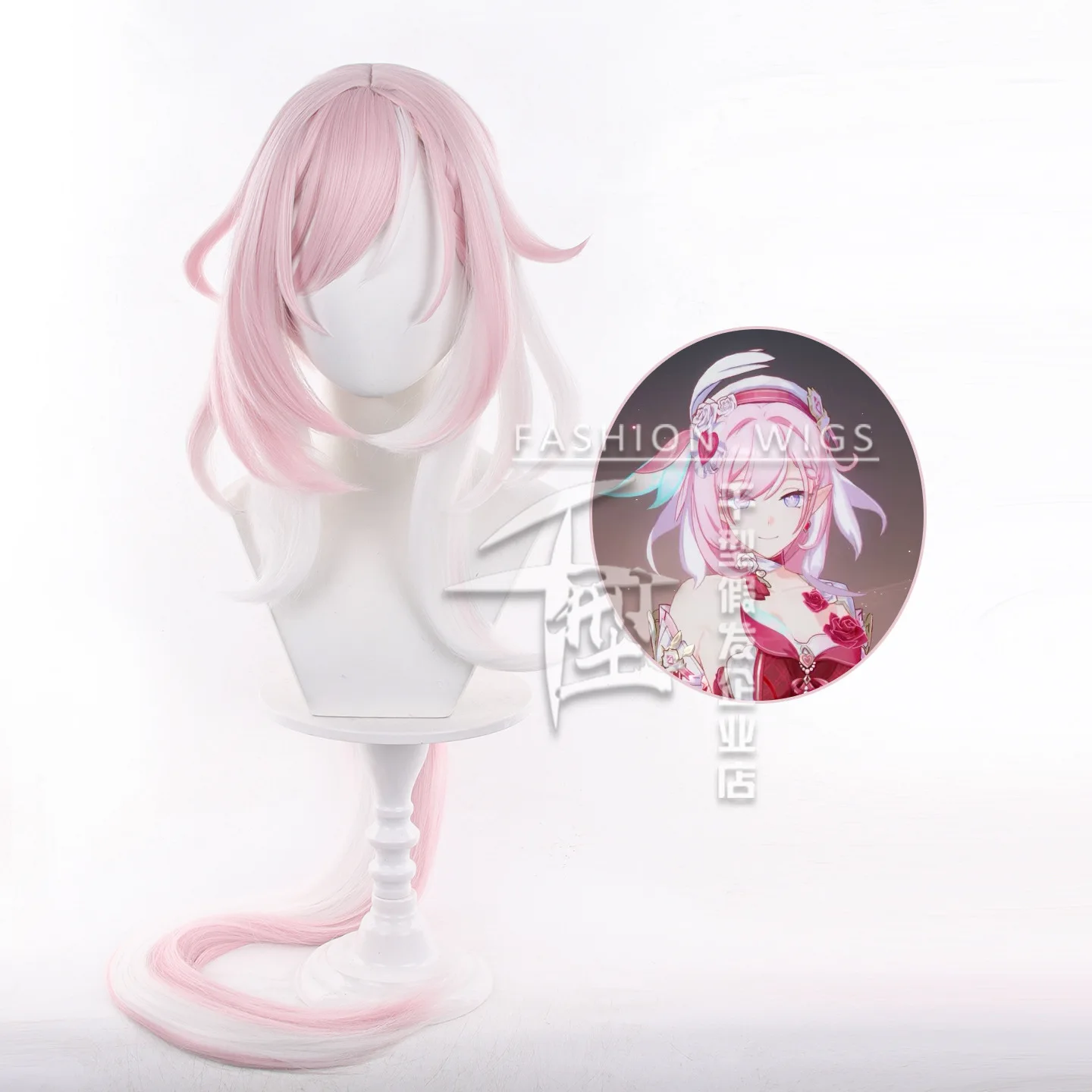 

Game Honkai Impact 3 Elysia Cosplay Wig Long Pink White Mixed Wig Resistant Synthetic Wigs for Halloween Carnival Party Costume