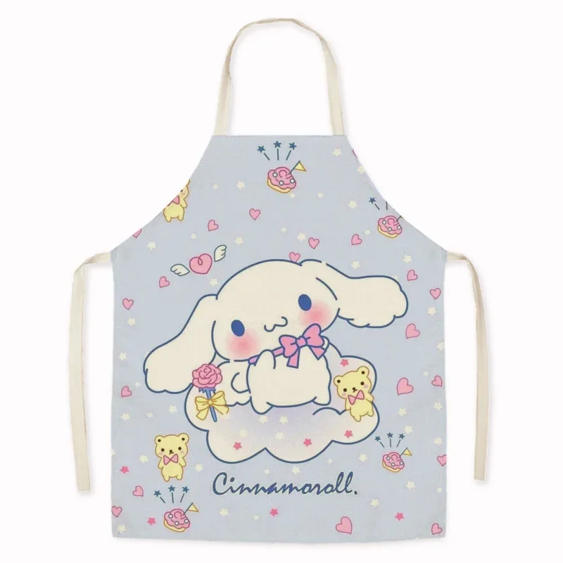 Kawaii Pink Rabbit Print Apron Home Kitchen Cooking Antifouling Apron Adult Hairdresser Manicurist Apron Student Painting Bib