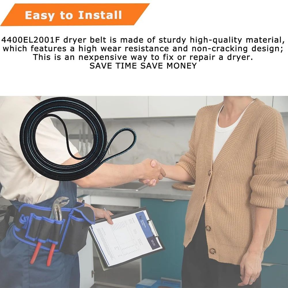 حزام طبلة مجفف 4400EL2001A متوافق مع مجفف Kenmore GE LG 4400EL2001C 4400EL2001E 4400EL2001F AP5972814 PS11705916