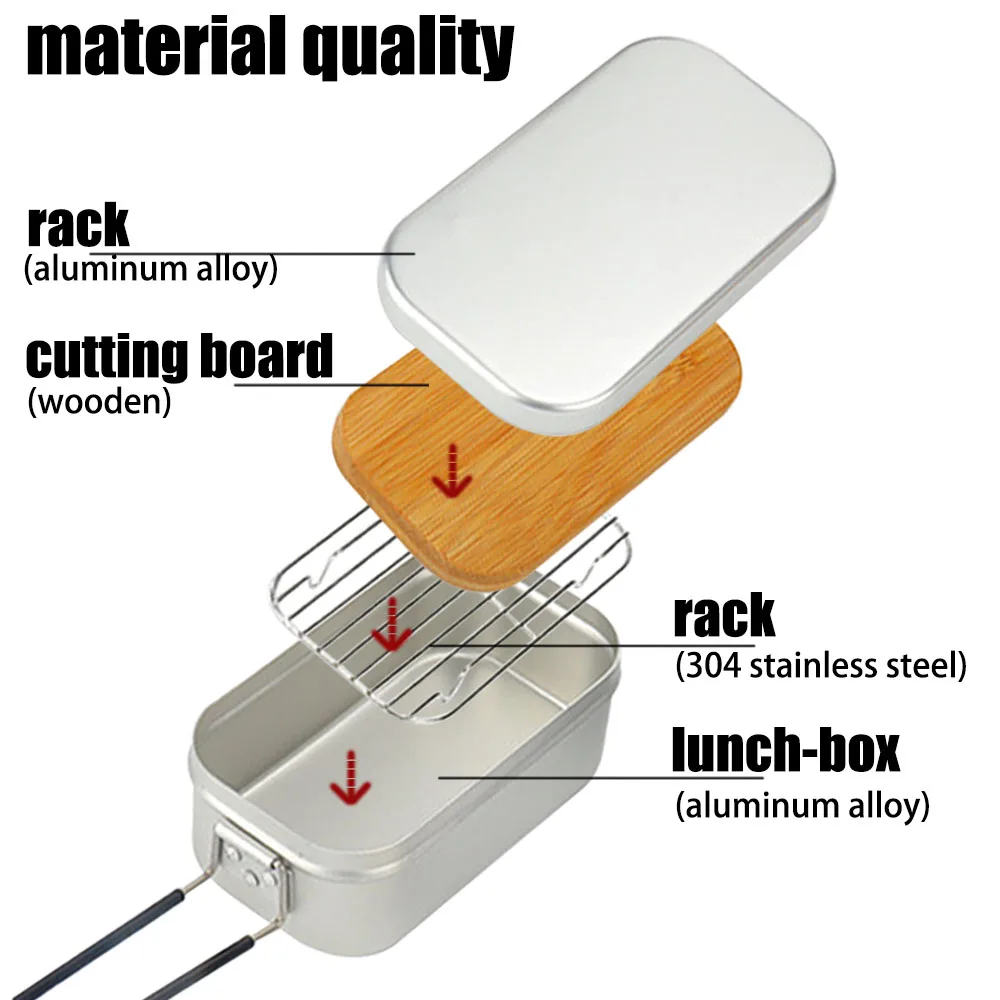 Stoviglie ultraleggere Pentole da campeggio Scatola da pranzo Pentole Accessori da picnic Posate da esterno Set da cucina Escursionismo Sport