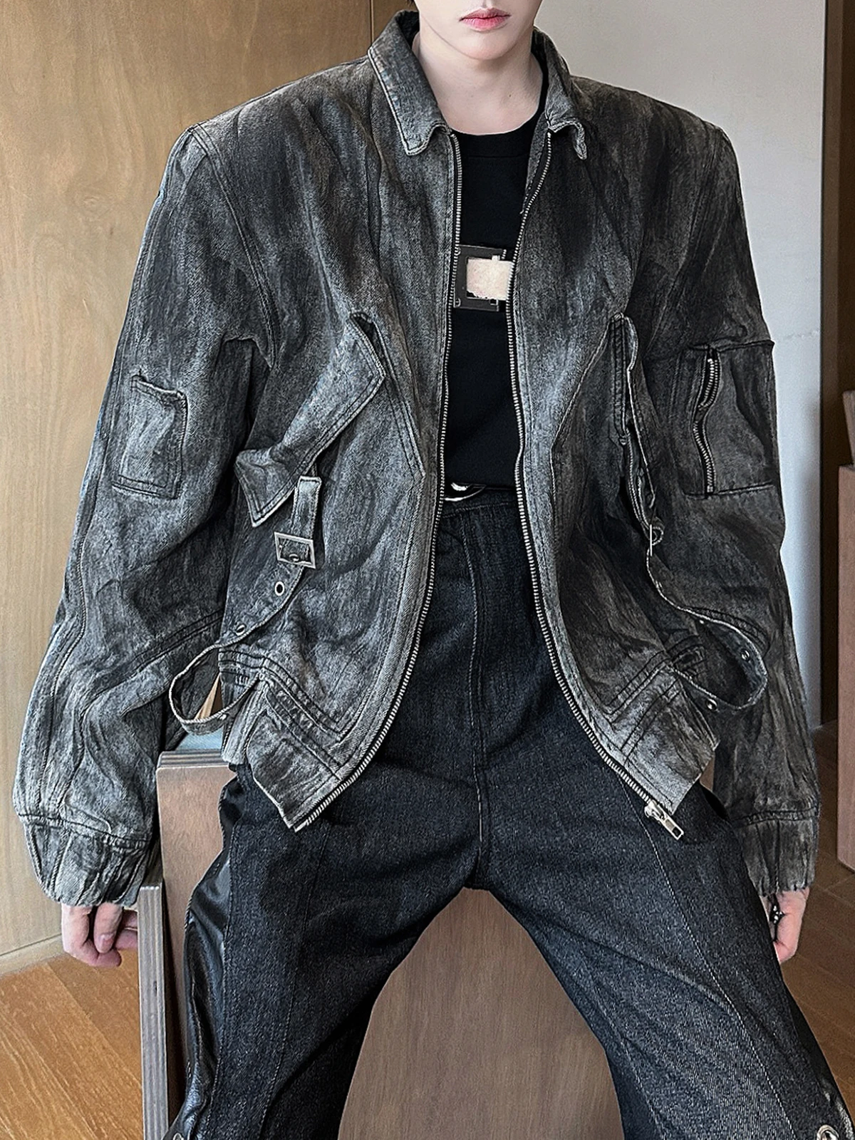 

Мужская джинсовая куртка Waed adual Tie Dye в стиле High Street, ретро, американский панк, молодежная, для путешествий, на молнии