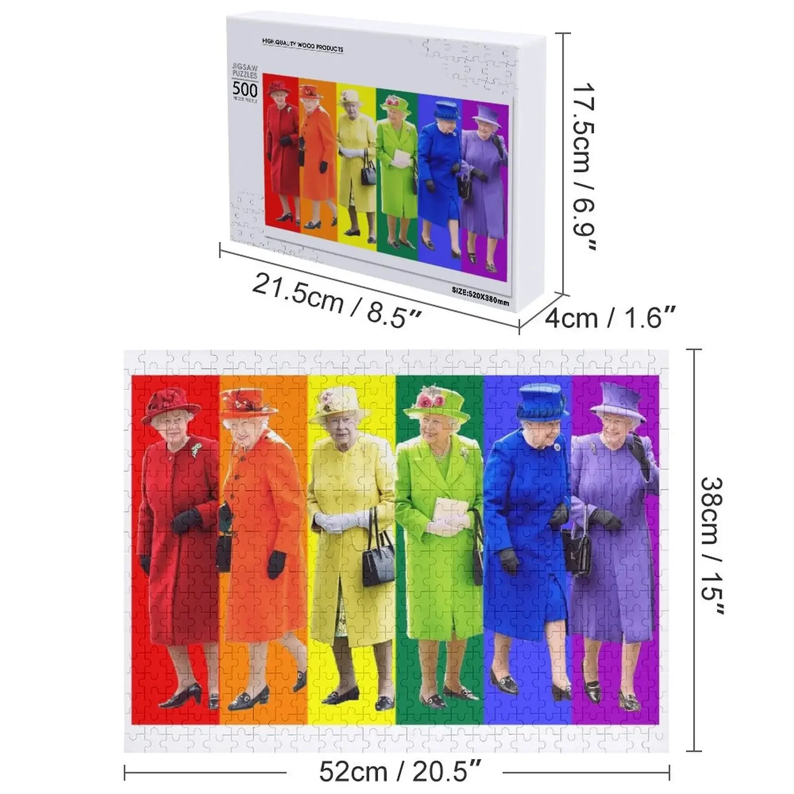 Rompecabezas Rainbow Queen, rompecabezas de madera personalizado con nombre para adultos, rompecabezas de juguete de madera