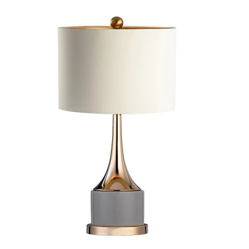 American light luxury wrought iron table simple bedroom living room study decorative fabric table lamp