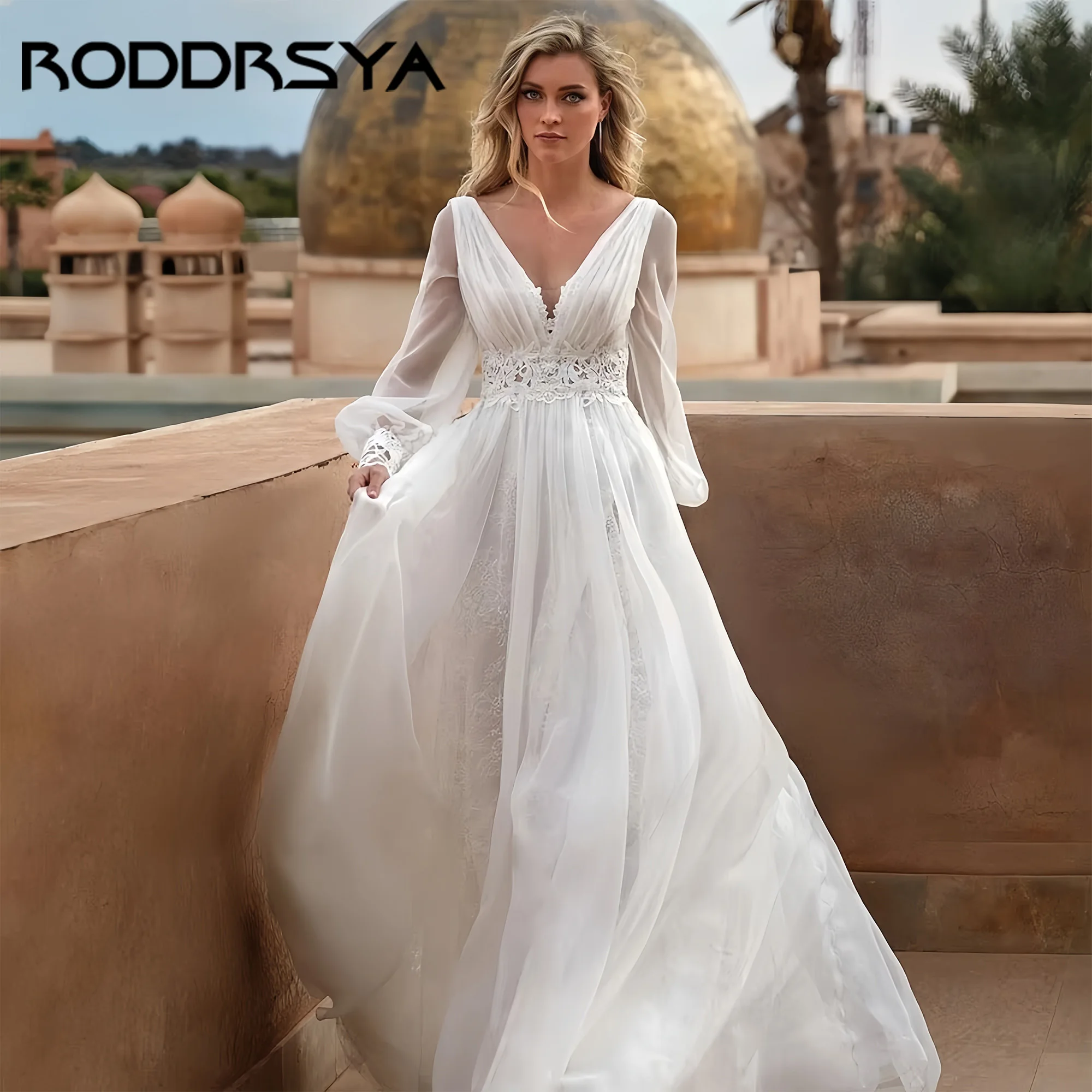 

Glamorous Wedding Dress A-Line Tulle Tiered Bridal Gowns Lace Appliques Backless Full Sleeves Vestidos De Novia 2025 Customized