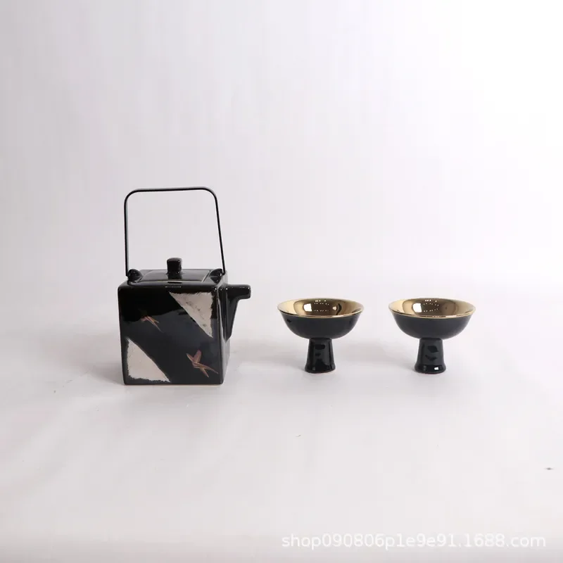 Retro Chinese Style Silver Tea Set Ornament for Villa Coffee Table Model Room Soft Decoration Designer Home Decor Accessories