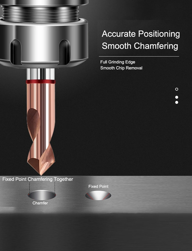 SHAZAM HRC55 2-Blatt-Wolframstahlkarbid-Roter Kreis-Fasen-Zentrierbohrer für CNC-Bearbeitungszentrum 60 ° 90 ° 120 ° Bit – Detail 3