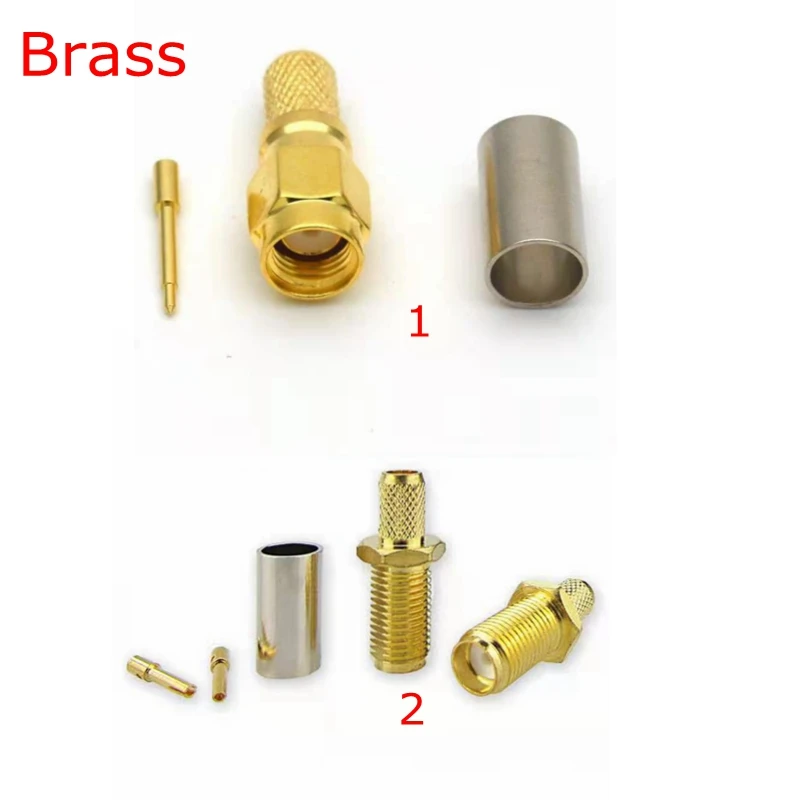 5 stks/partij LMR240 SMA Man Vrouw Connector SMA Vrouwelijke Mannelijke Crimp voor RG59 LMR240 CNT240 Coaxiale Kabel Jumper Messing Verguld - afbeelding 2