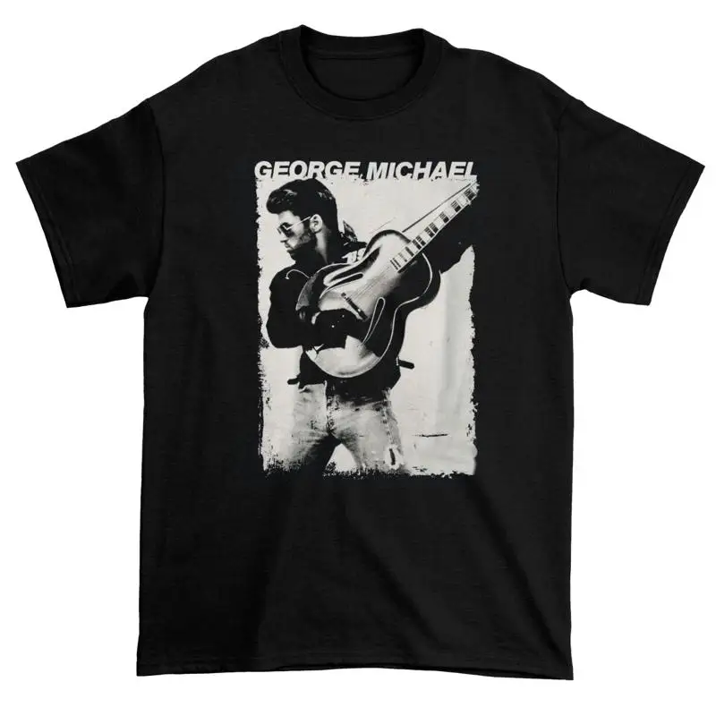 George Michael Guitar T-shirt Black Cotton All Sizes S-5XL