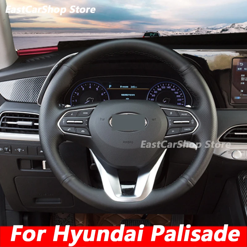 For Hyundai Palisade 2022 2021 2020 2019 Car Leather Steering Wheel Cover Non-slip Grip Cover Interior Decoration Accessories