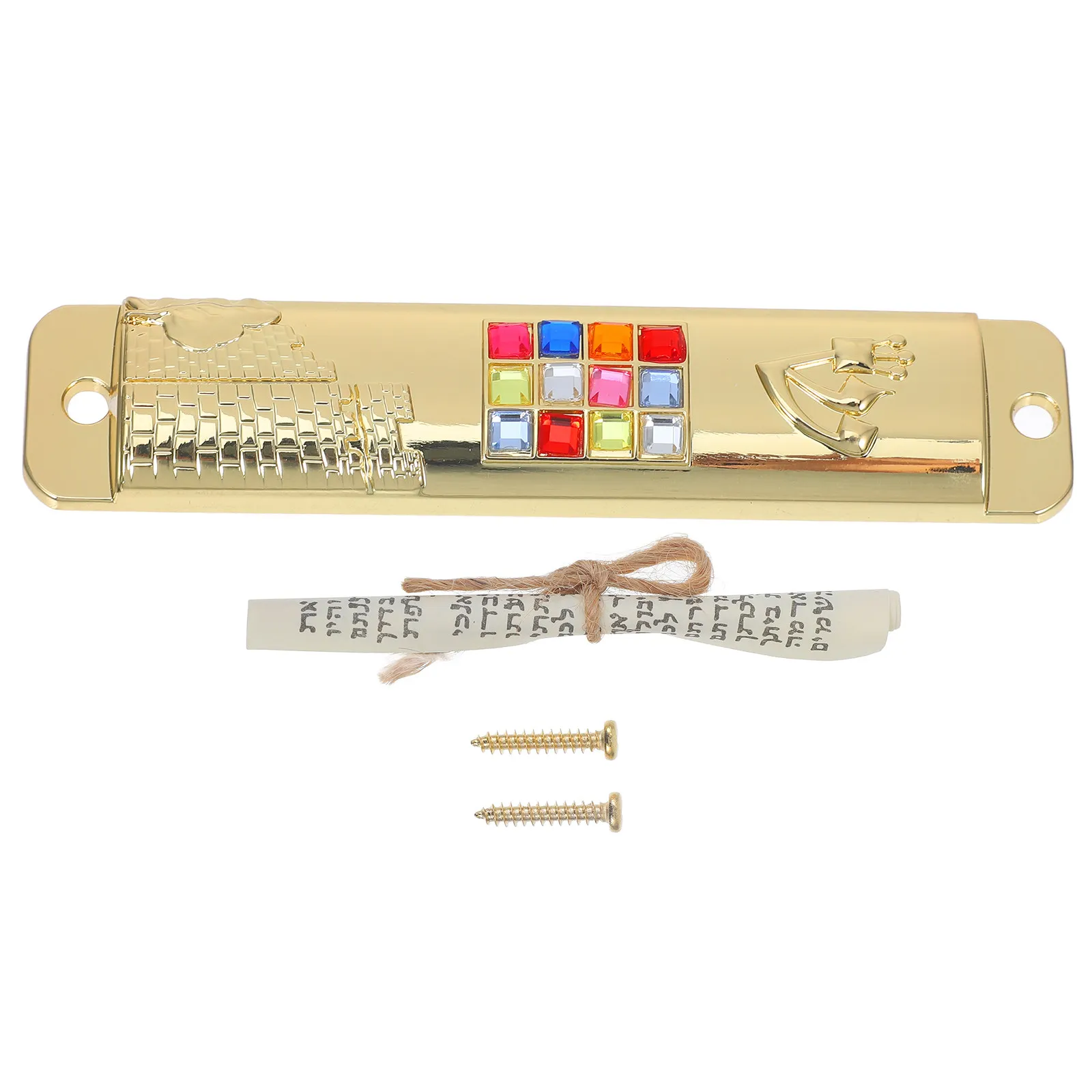 Mezuzah Door Blessing Judaica Home Jewish Scroll Decor Halloween Christmas Mezuzah Case Home Accessory Metal Construction 1SET