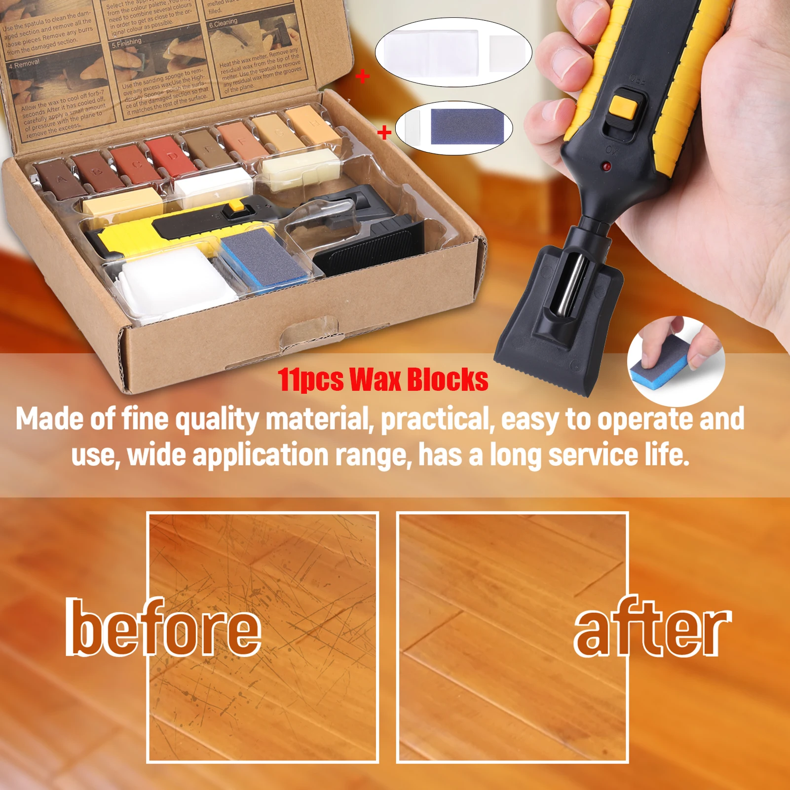 

Home Household Laminate Repairing Kit Floor Repairs Kit DIY Multifunctional Wood Board Repairs Tool Kit Nail Hole Filling Tool