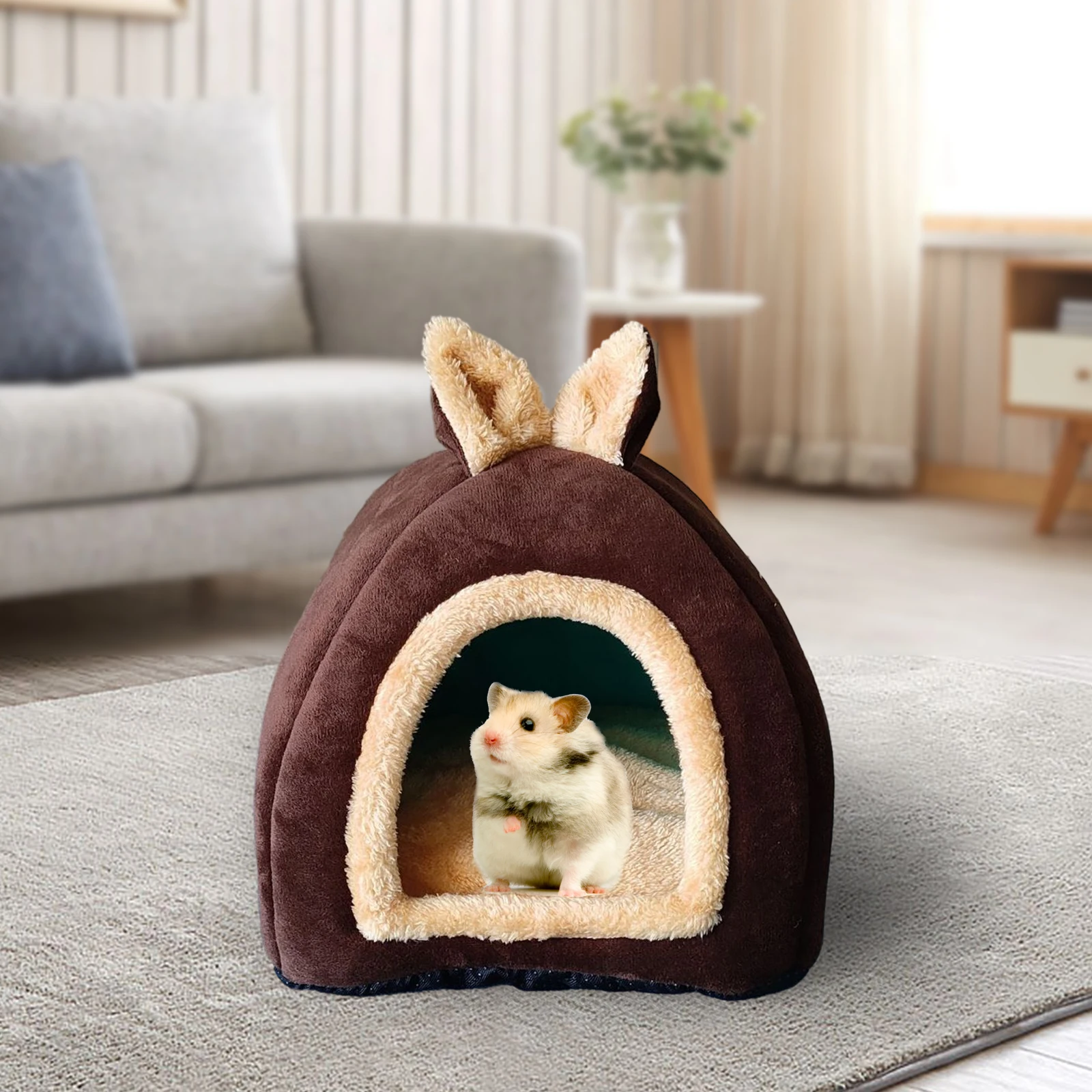 Warm Bed Small Animal Pet House Bed Bedding Cuddle Winter Nest Rabbit Cage Nest for Small Animal Squirrel Chinchilla