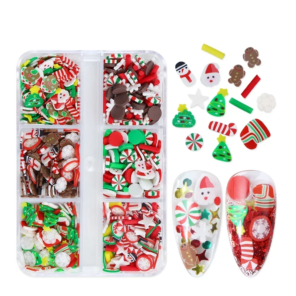 Christmas Polymer Clay Slices Epoxy Resin Filler Cute Snowflake Gingerbread Holiday Slime Materials DIY Crafts Manicure Supplies