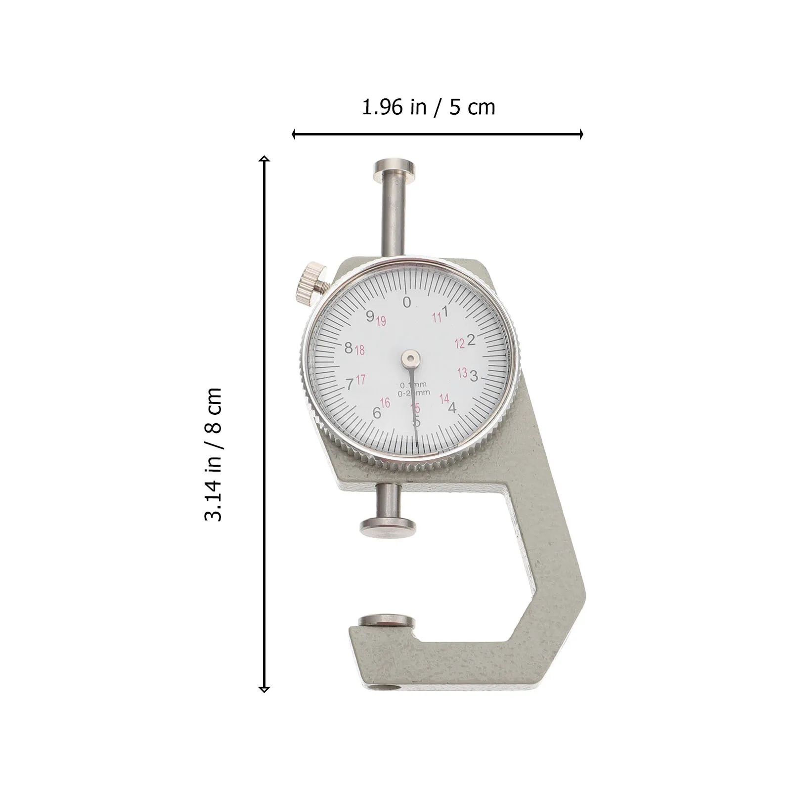 

1pc Thickness Gauge 0-20Mm Precision Measuring Tool Flat-Head Dial Indicator White Face Storage-Saving Gauges For Beads