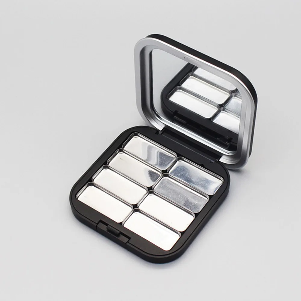 다중 그리드 DIY 아이섀도 팔레트 거울 포함 블랙 마그네틱 메이크업 팔레트 ABS 직접 조립 DIY 화장품 박스
