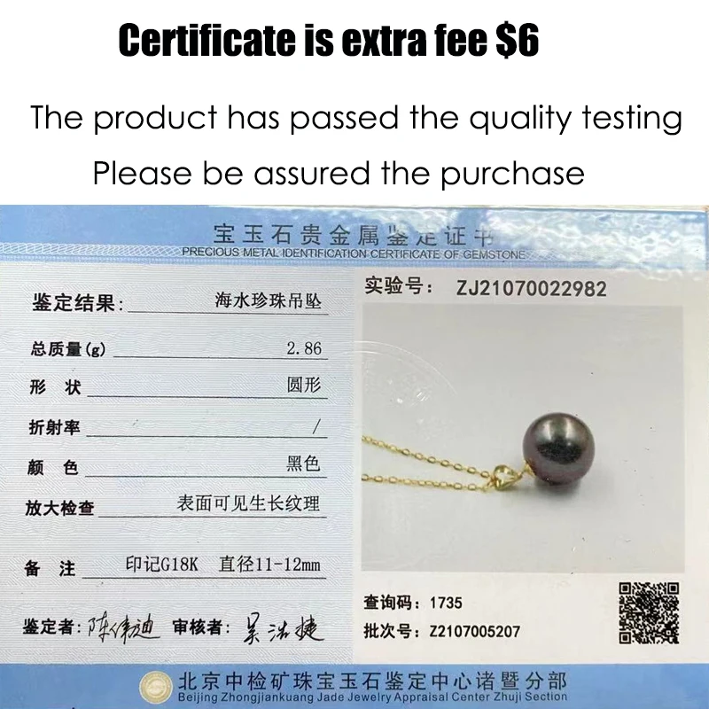 Echter natürlicher schwarzer Goldperlen-Anhänger, Schmuck für Damen, 18 Karat Tahtain-Perlen-Anhänger für Ehefrau, Mutter, Jahrestagsgeschenk