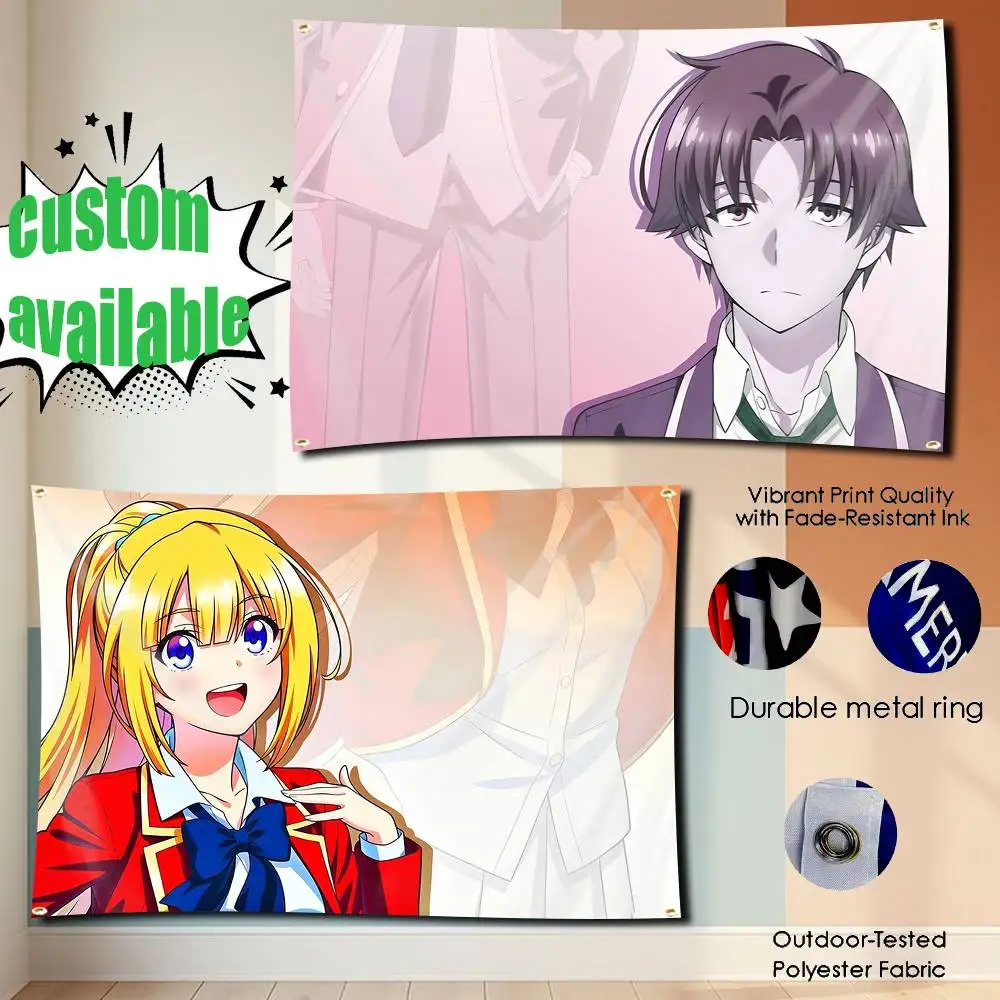 Youzitsu Anime C-Classroom of the E-Elite  Flag Tapestry Banner for Bedroom Living Room Outdoor Camping Custom Supported