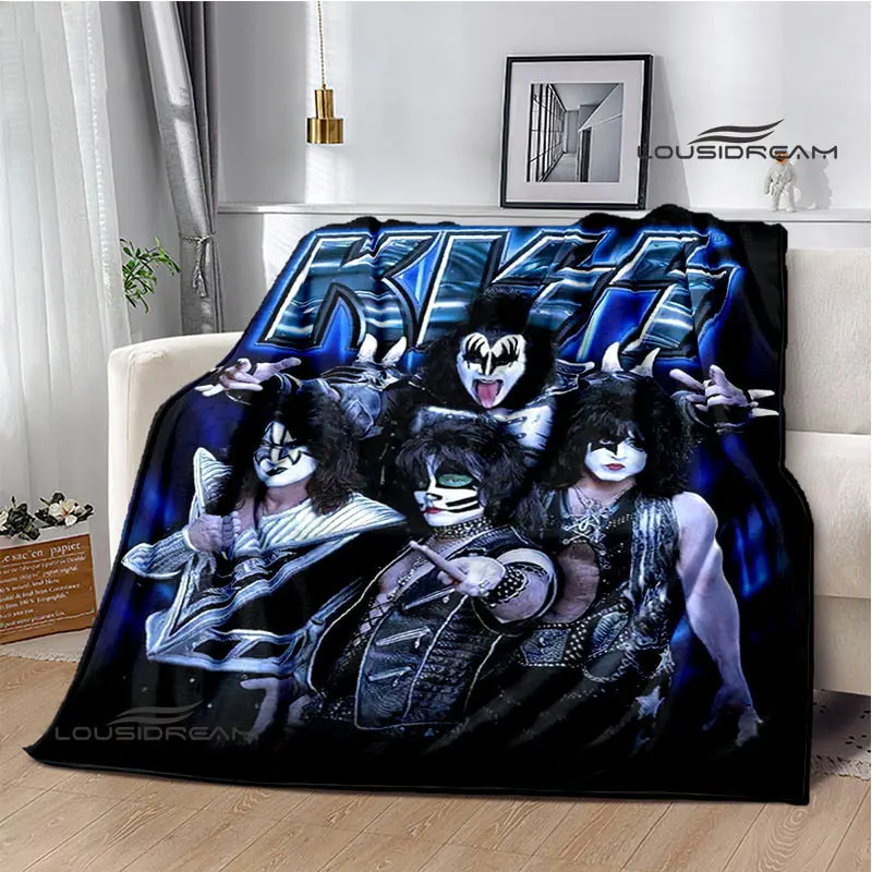 Kiss Band Printed Blanket picnic blanket Warm Blanket Flannel Home Travel Blanket throw blanket bed linings Birthday Gift